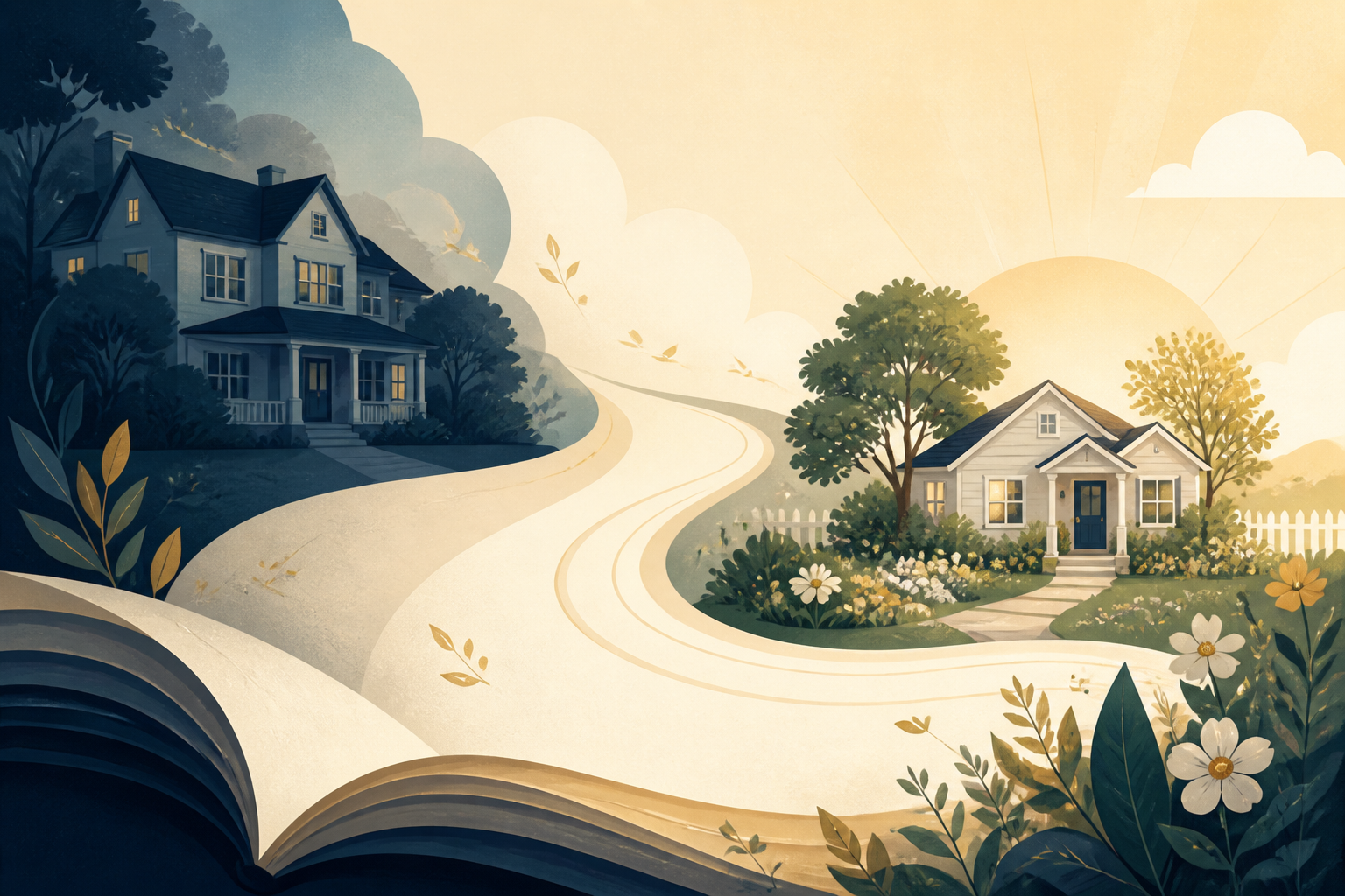 Editorial illustration for Not Losing a Home, Writing a New Setting