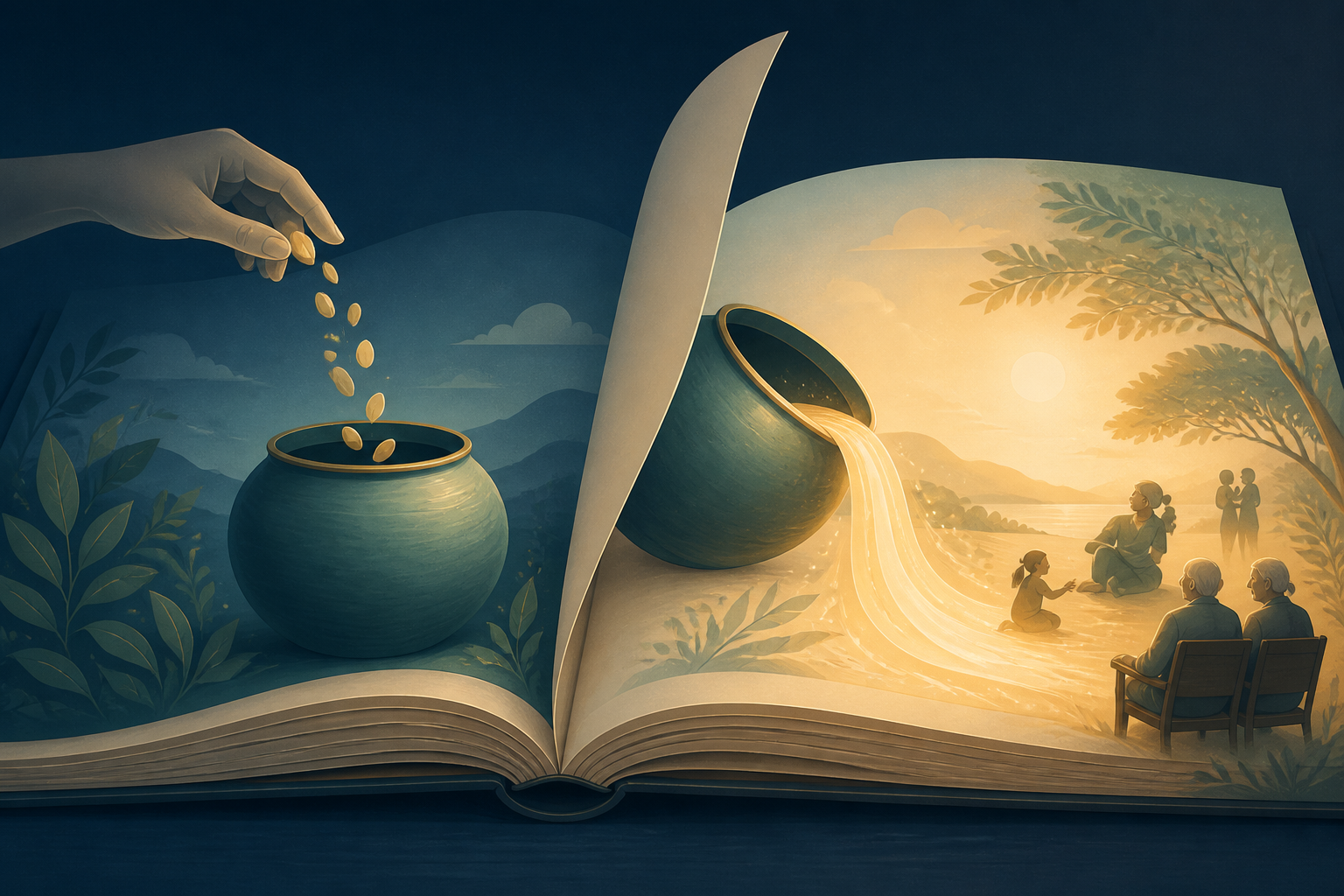 Editorial illustration for The Chapter Where Saving Turns Into Spending